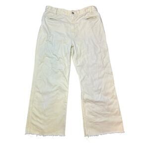 Vintage 70s Sears Jr. Bazaar Buttercream Yellow Flare Pants Raw Hem Juniors 7